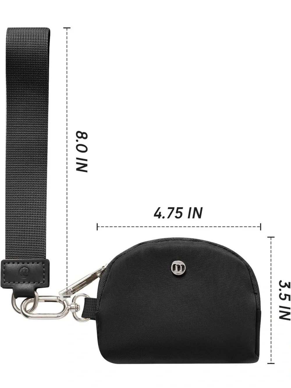 Dual Pouch Wristlet Keychain Purse Small Wallet detachable Silver Hardware Mini